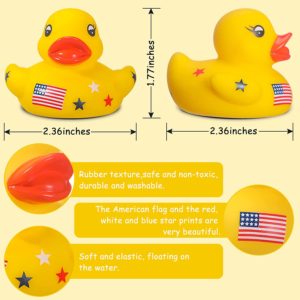 12 Pieces Patriotic Rubber Ducks, Red, White and Blue Stars Rubber Duckies for Fourth of July